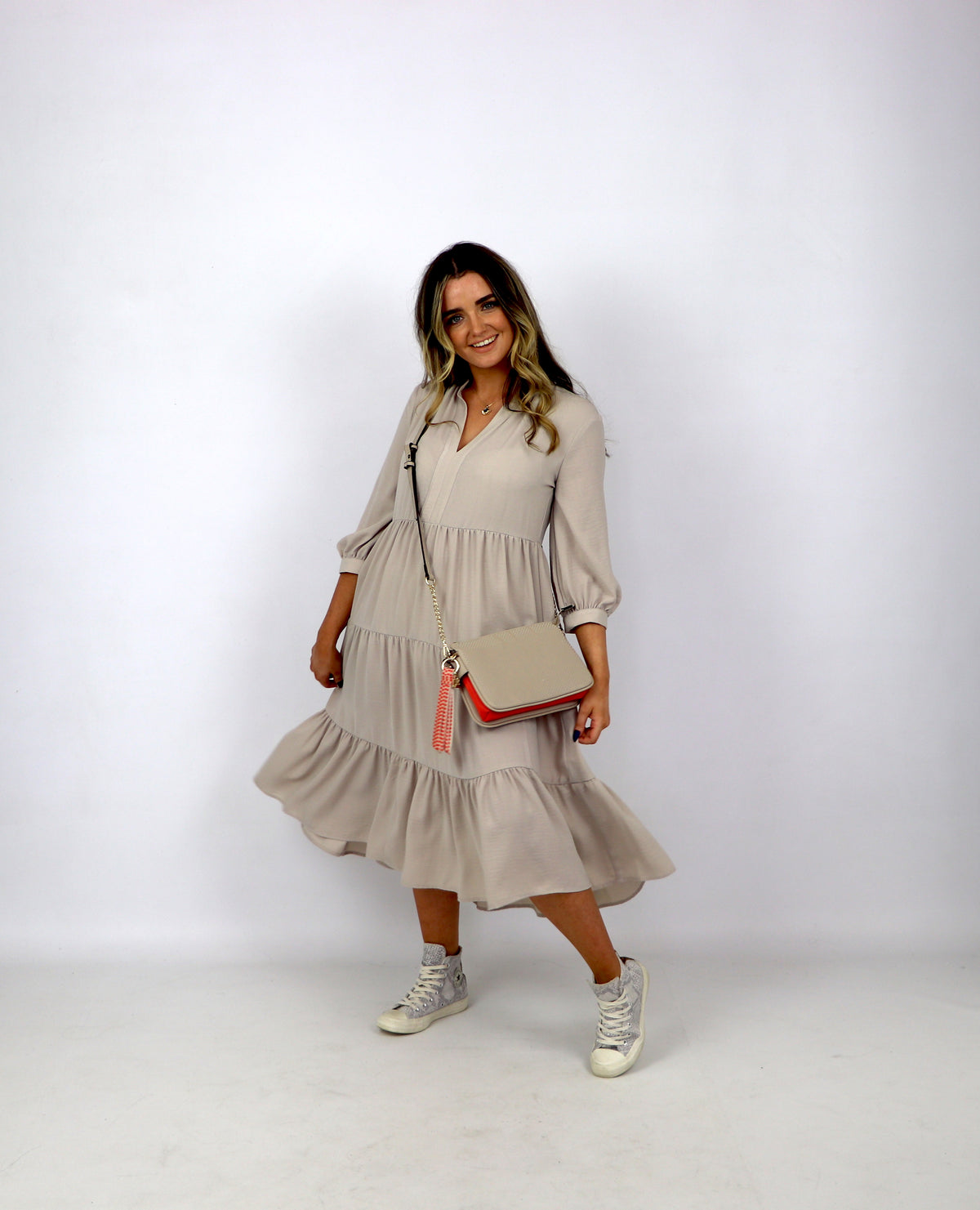 Joseph Ribkoff V-Neck, Tiered Dress