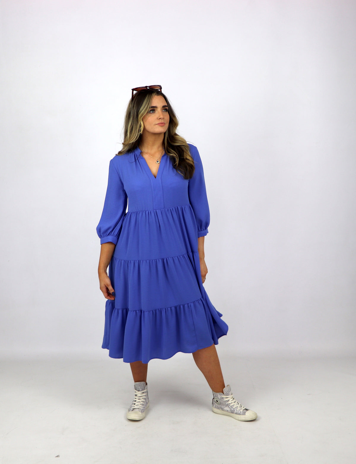 Joseph Ribkoff V-Neck, Tiered Dress