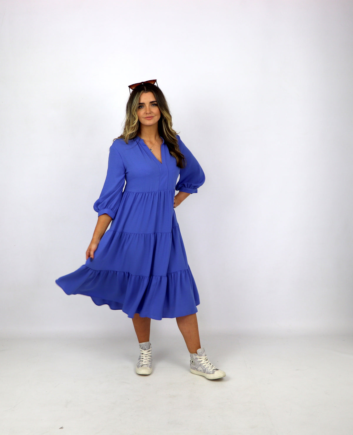 Joseph Ribkoff V-Neck, Tiered Dress