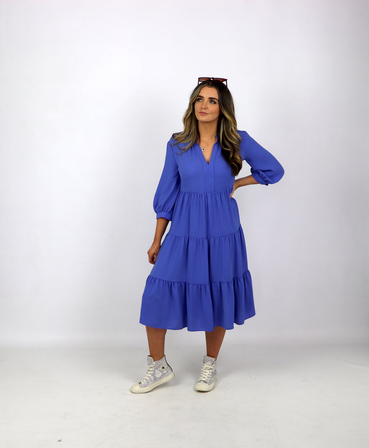 Joseph Ribkoff V-Neck, Tiered Dress