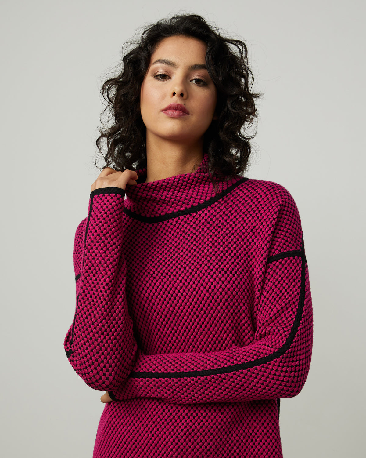 Joseph Ribkoff Jacquard Funnel Neck Top