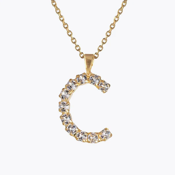 Caroline Svedbom Mini Letter Necklace Crystal C