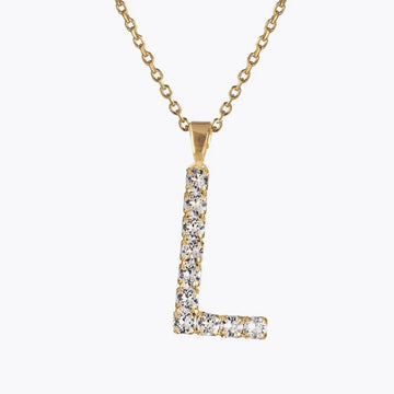 Caroline Svedbom Mini Letter Necklace Crystal L