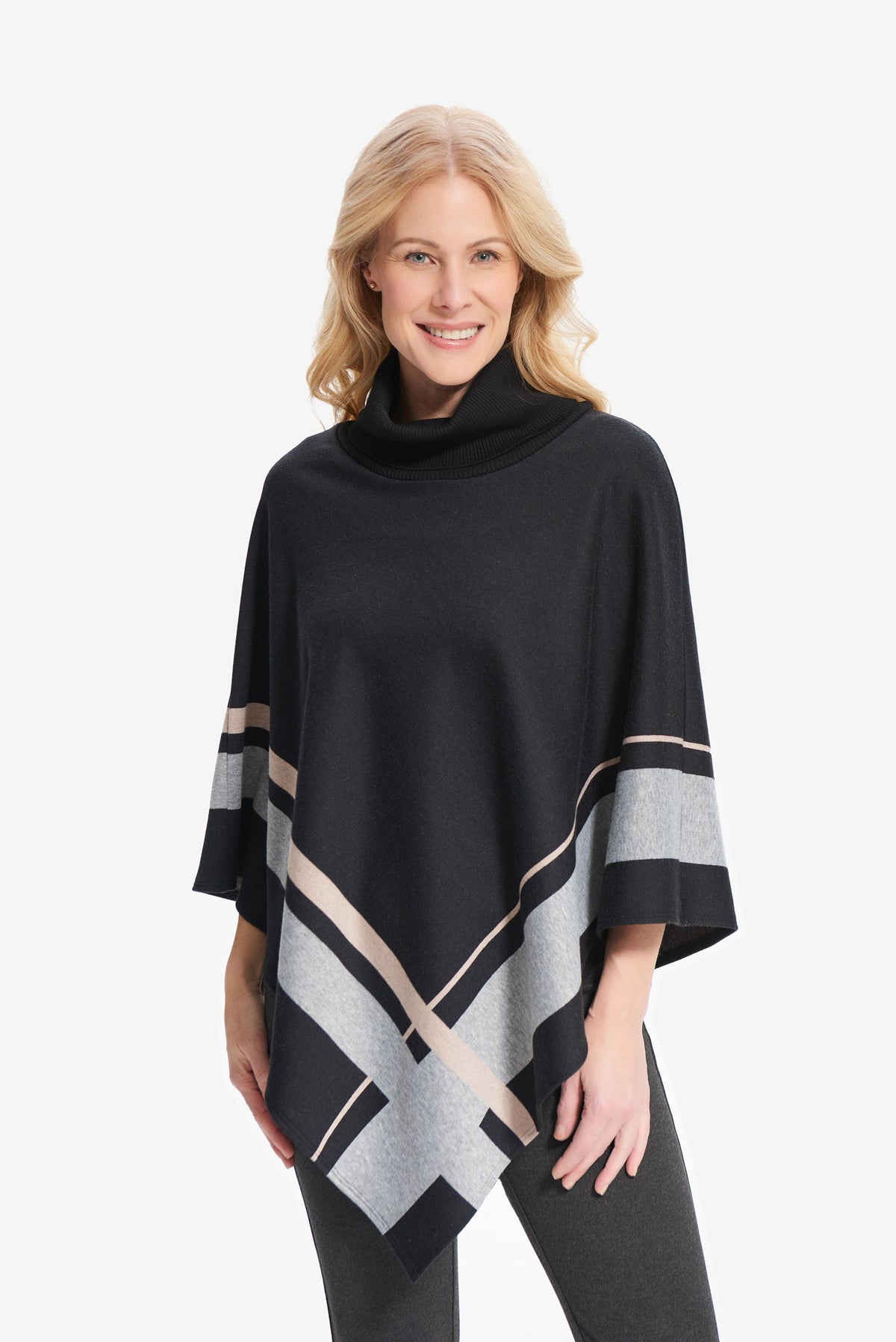 Joseph Ribkoff Vertical Lines Poncho Cardigan