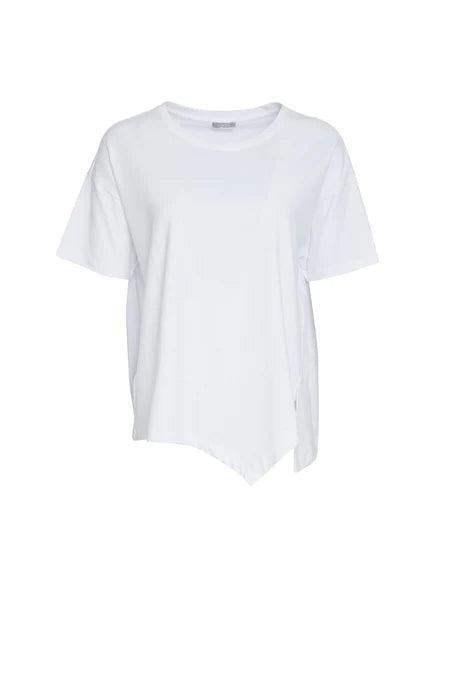 Naya White Cut Away Hem Top