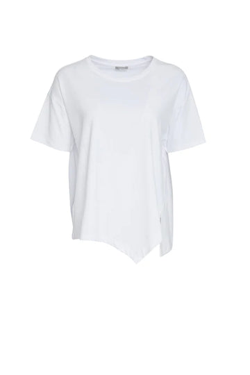 Naya White Cut Away Hem Top