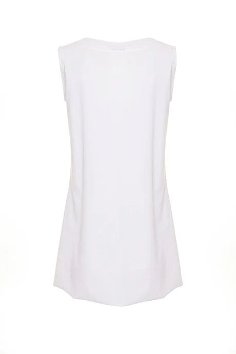 Naya White Round Neck Scoop Back Cami