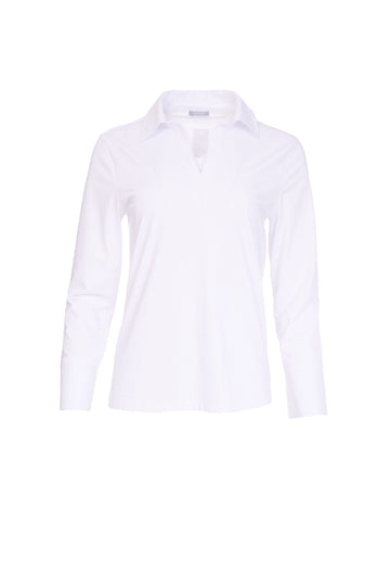 Naya White Cotton Collar Cuff Top