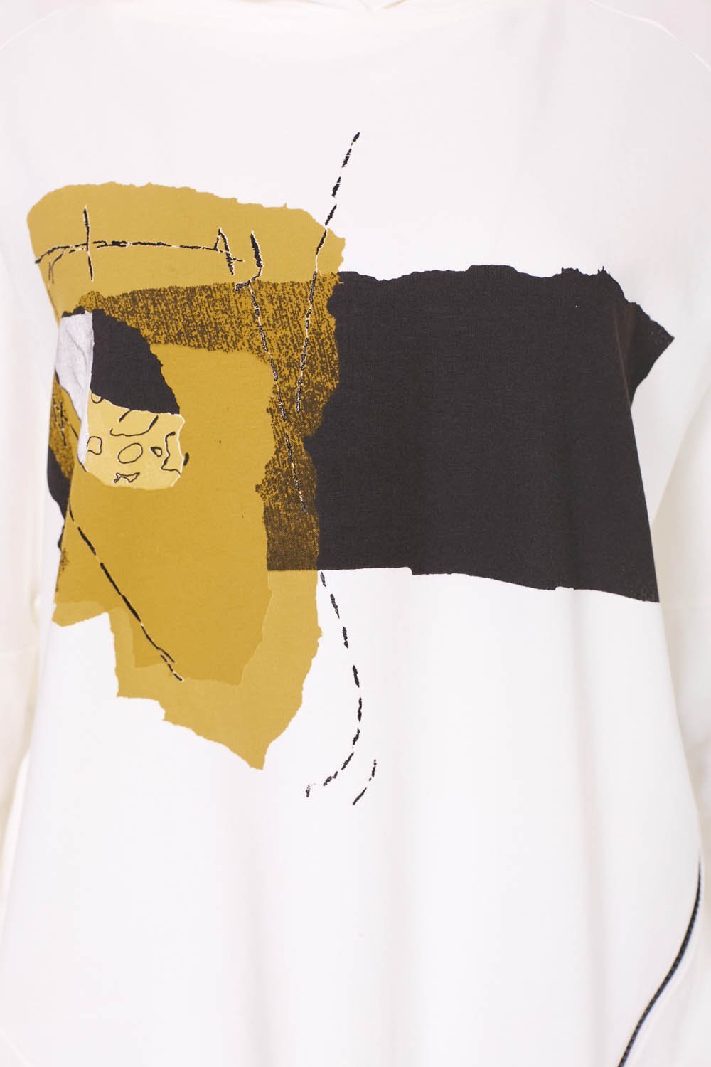 Naya White Printed Hooded Jumper