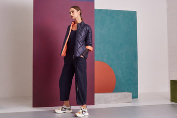 Naya Short Padded Jacket With Orange Contrast Lining.