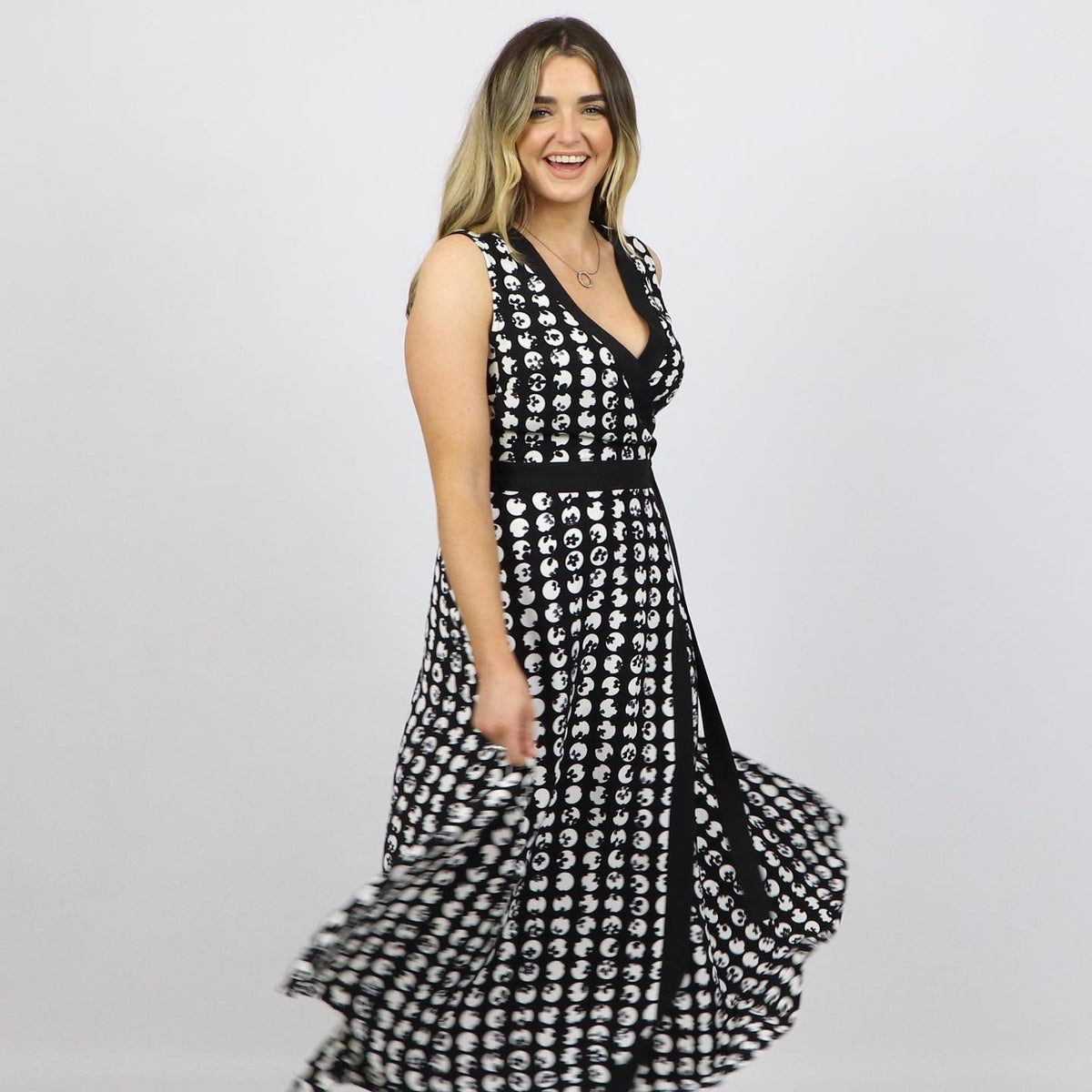 Joseph Ribkoff Graphic Polka Dot, Wrap-Front Dress