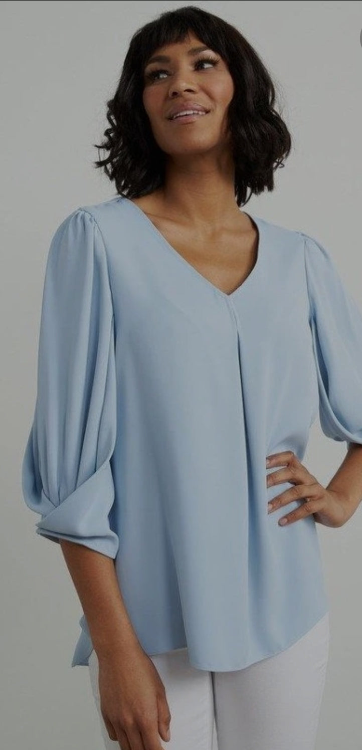 Joseph Ribkoff V-Neck, Blouson Sleeve Blouse