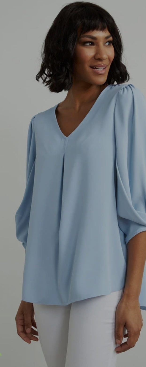 Joseph Ribkoff V-Neck, Blouson Sleeve Blouse