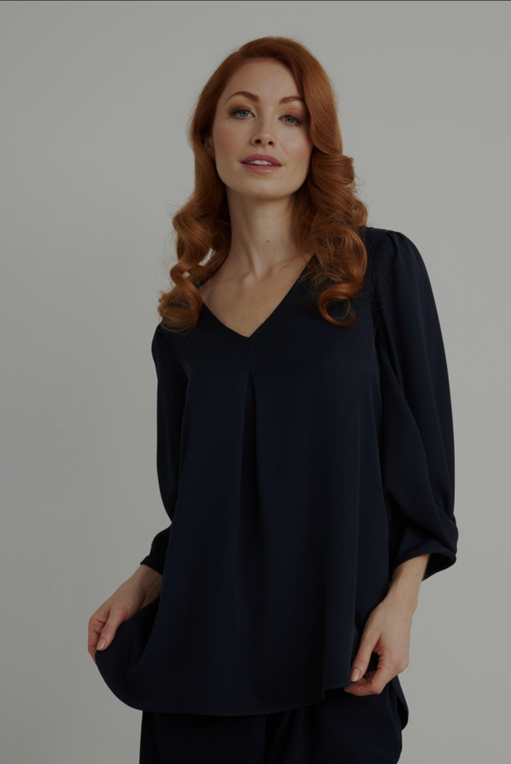 Joseph Ribkoff V-Neck, Blouson Sleeve Blouse
