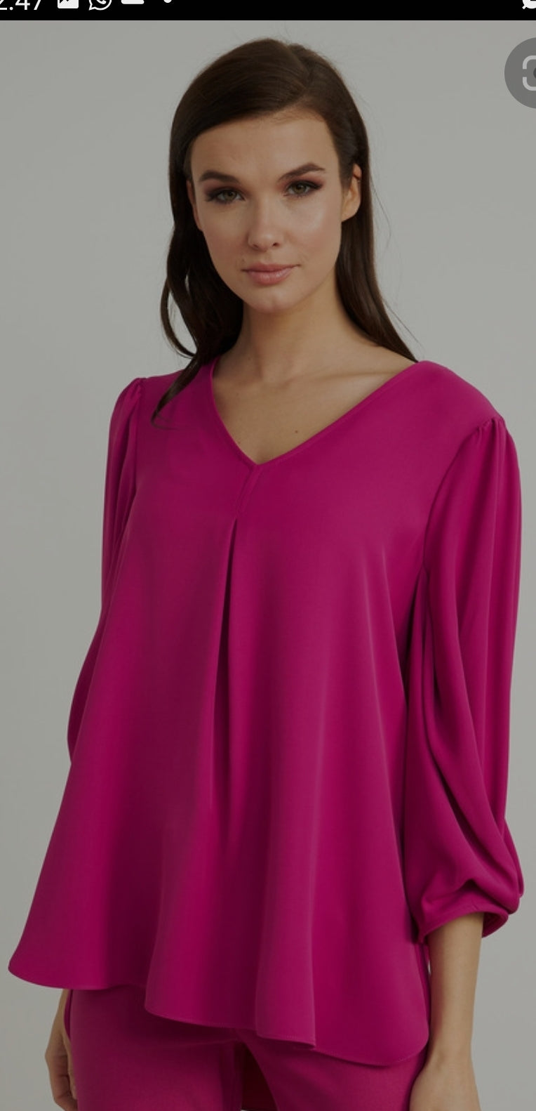 Joseph Ribkoff V-Neck, Blouson Sleeve Blouse
