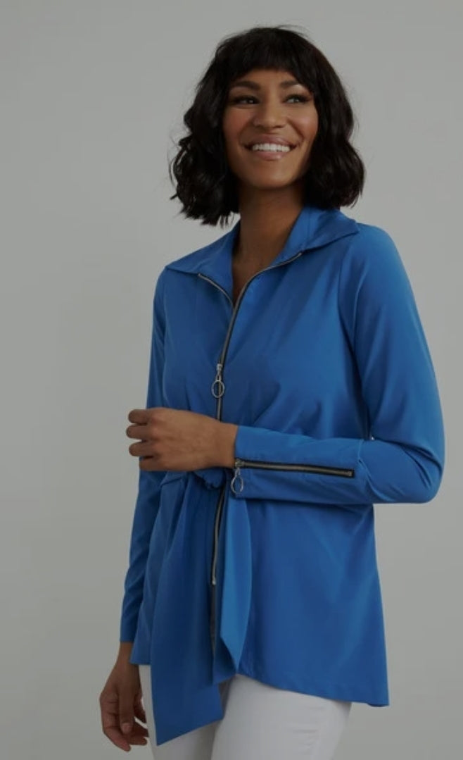 Joseph Ribkoff Tie-Front, Exposed Zip Blouse