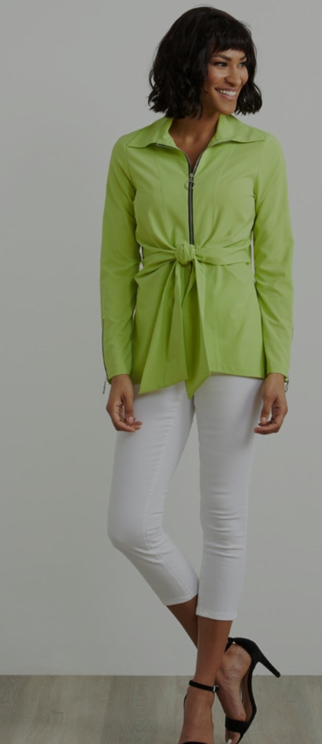 Joseph Ribkoff Tie-Front, Exposed Zip Blouse