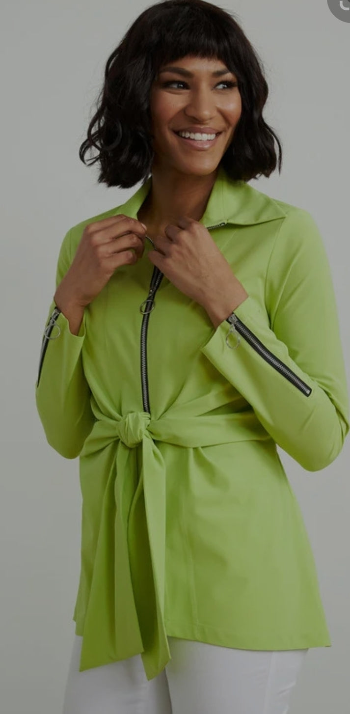 Joseph Ribkoff Tie-Front, Exposed Zip Blouse
