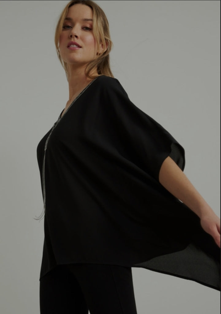 Joseph Ribkoff Airy, Jewel Encrusted V-Neck Top