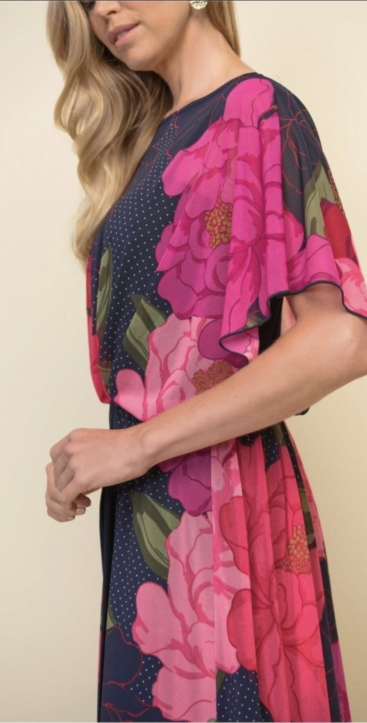 Joseph Ribkoff Floral and Polka Dot Jumpsuit