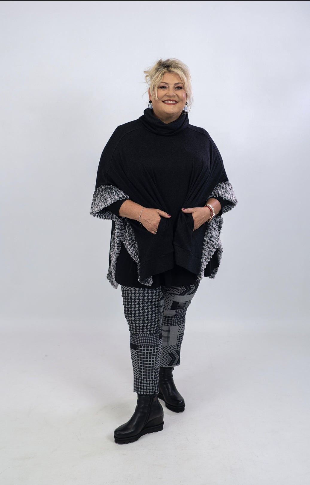 Joseph Ribkoff Faux Fur Trim Cover-Up