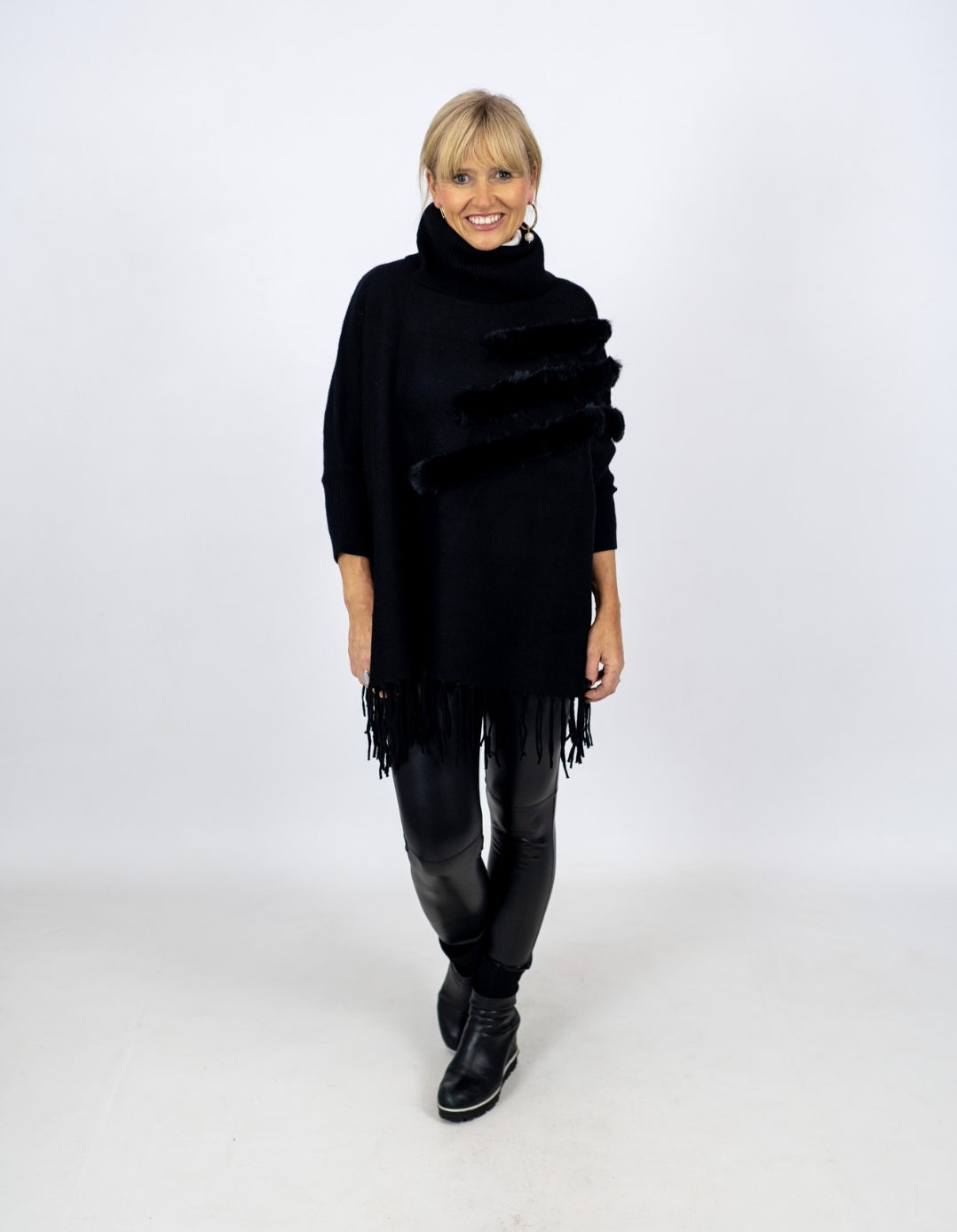 Joseph Ribkoff Fringe Hem Top