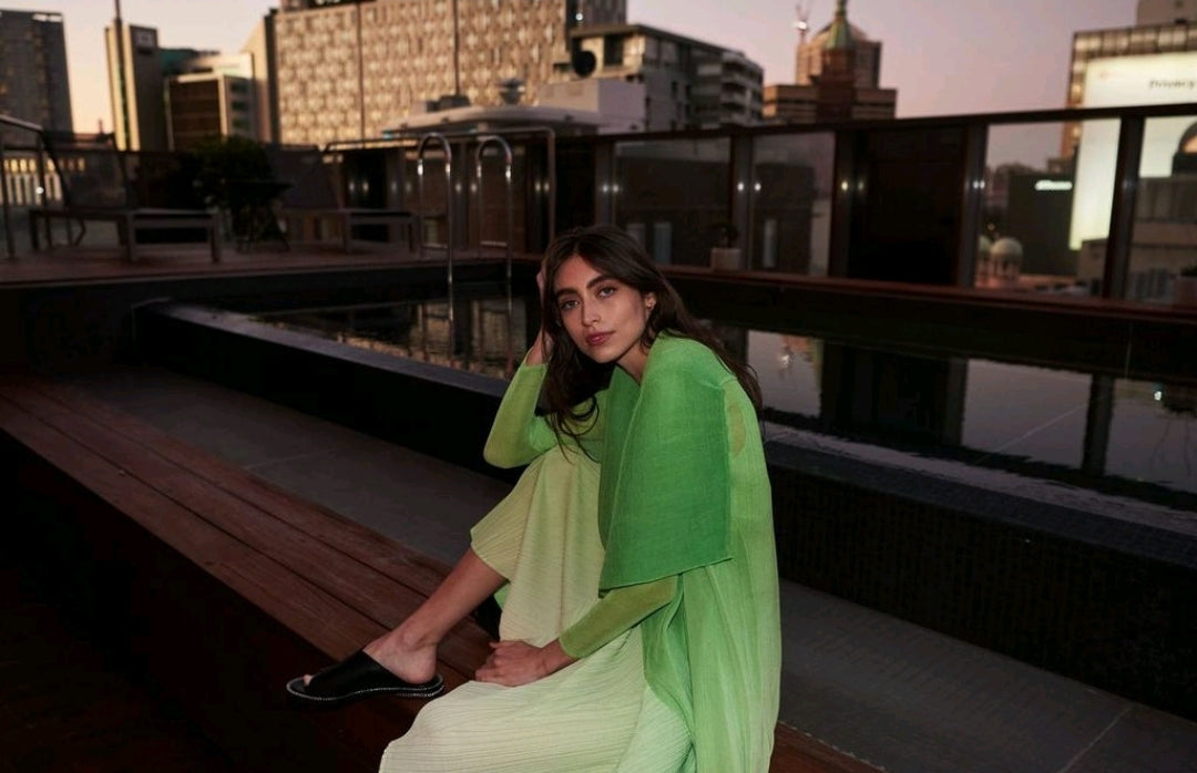 Alquema Estrella Dress &amp; Collare Coat - Jade To Wheat