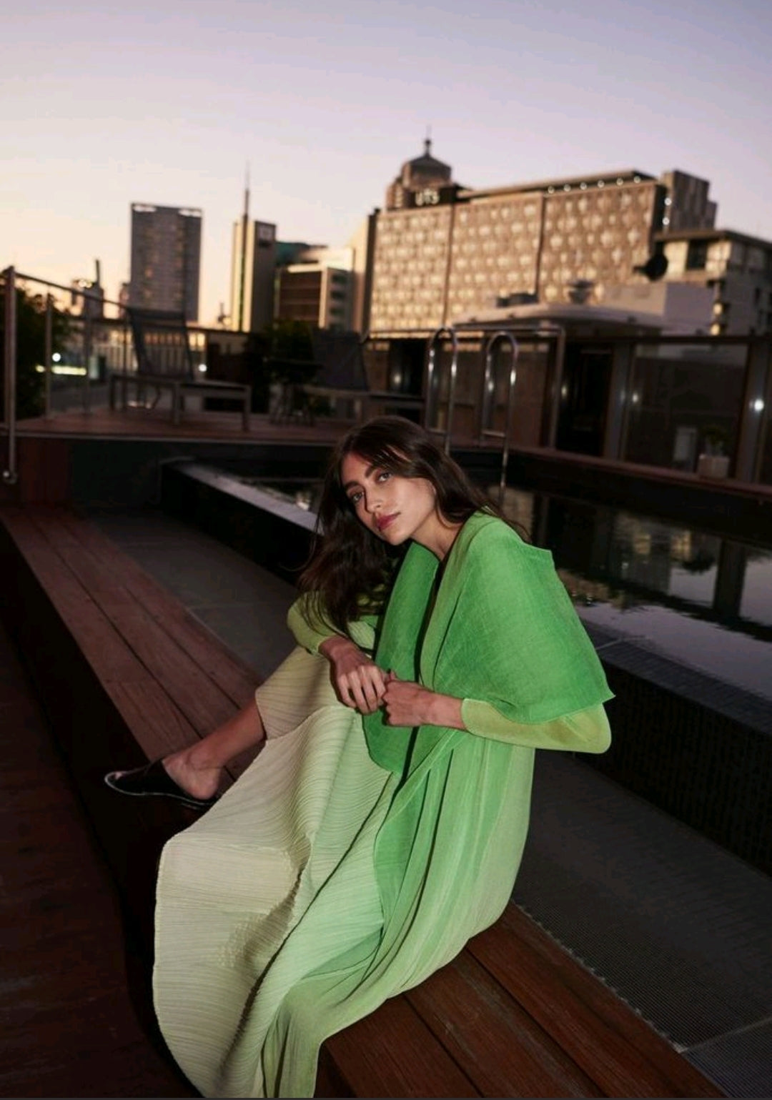 Alquema Estrella Dress &amp; Collare Coat - Jade To Wheat