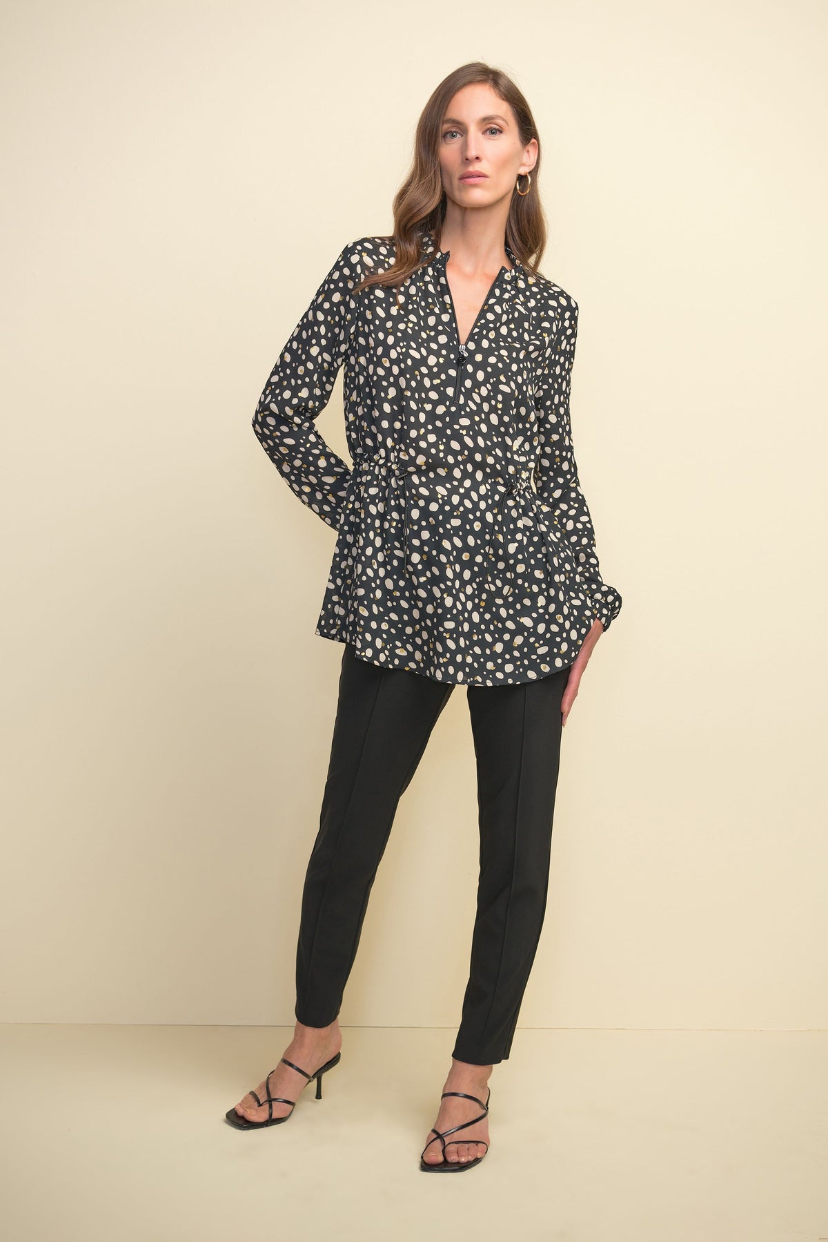 Joseph Ribkoff Elastic Waist, Zip-Neck Top