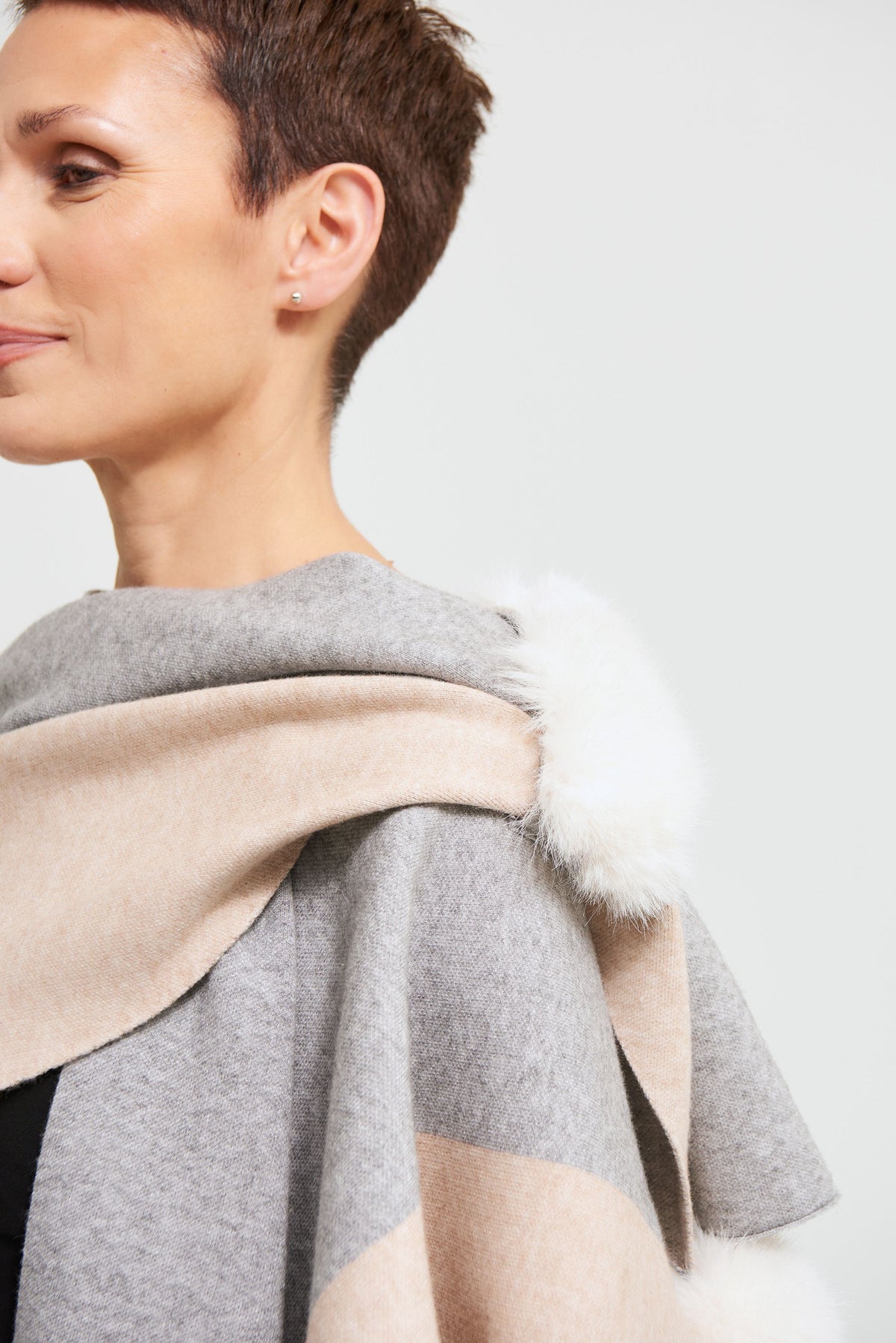 Joseph Ribkoff Faux Fur Cape Cardigan