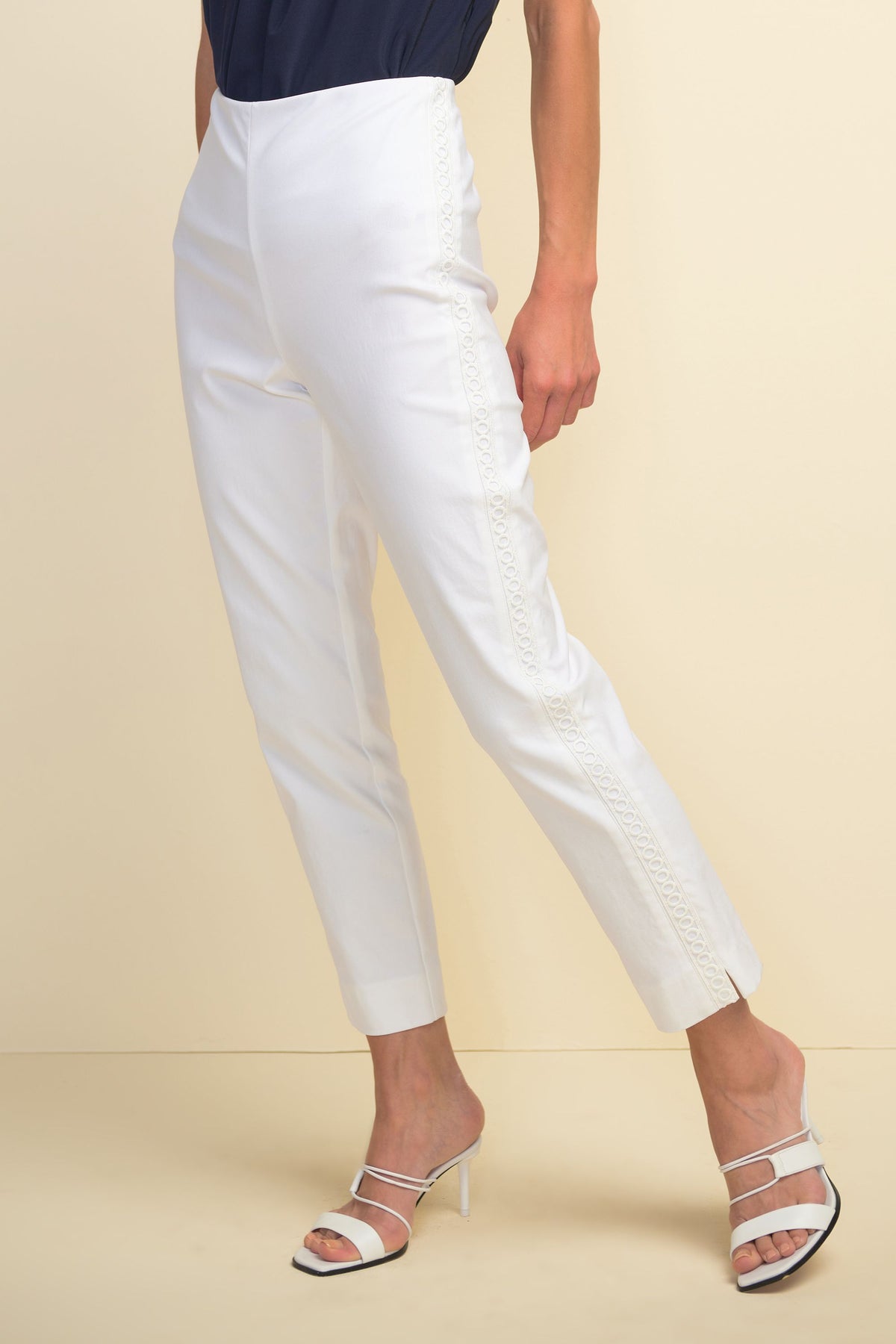 Joseph Ribkoff Embroidered Trim Trousers