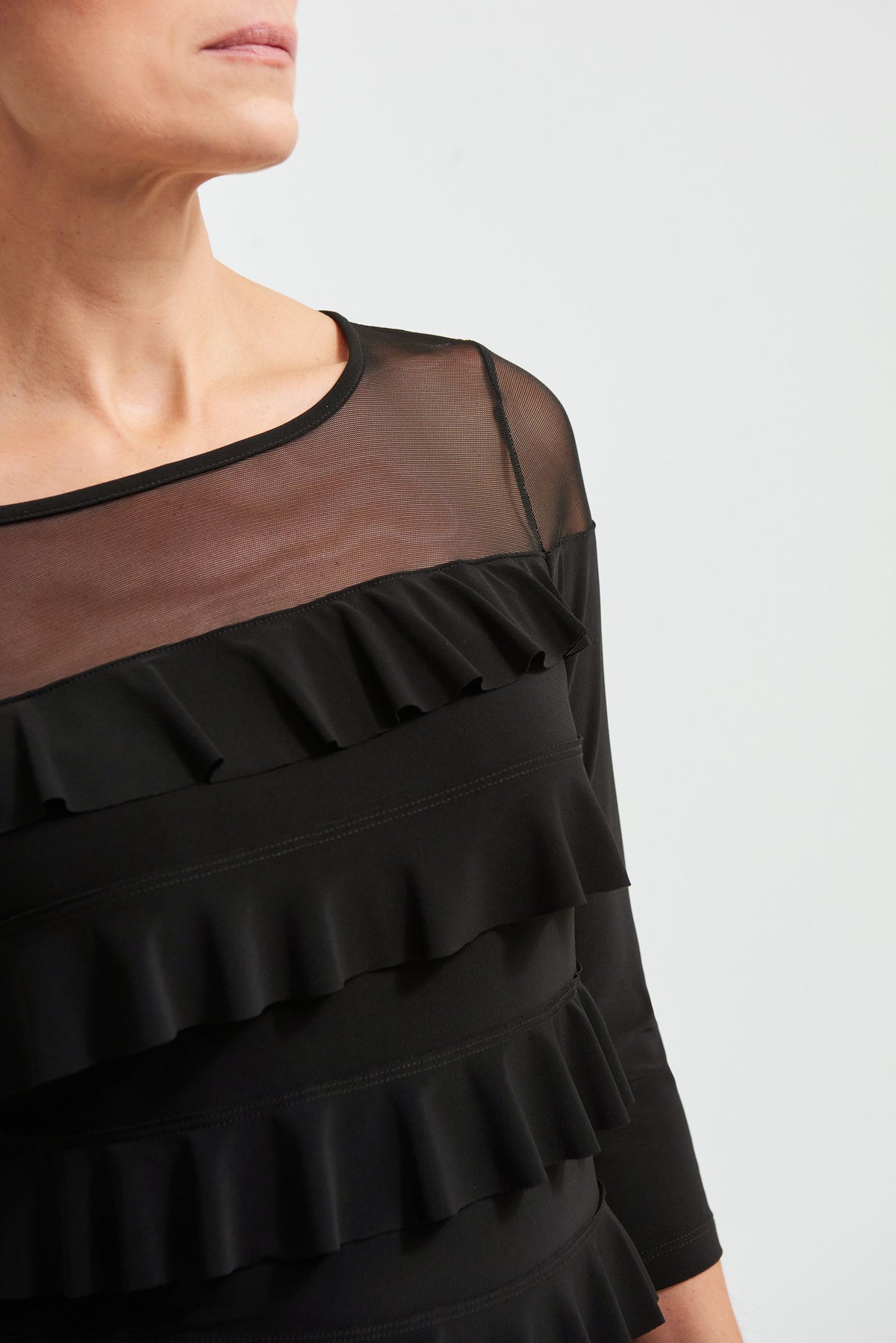 Joseph Ribkoff Mesh Frill Detail Dress