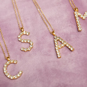Caroline Svedbom Mini Letter Necklace Crystal C Sheena's
