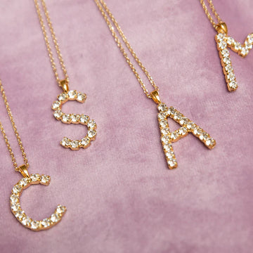 Caroline Svedbom Mini Letter Necklace Crystal C