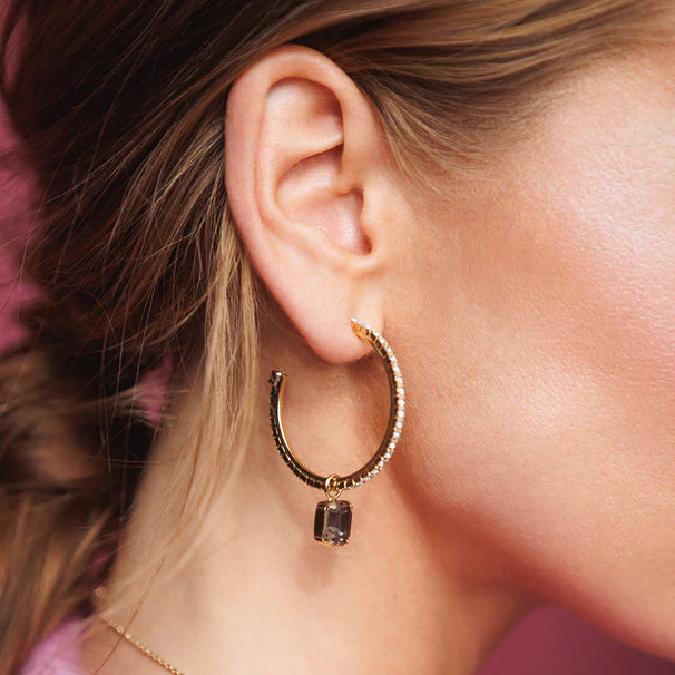 Caroline Svedbom Lydia Loop Earrings Black Diamond