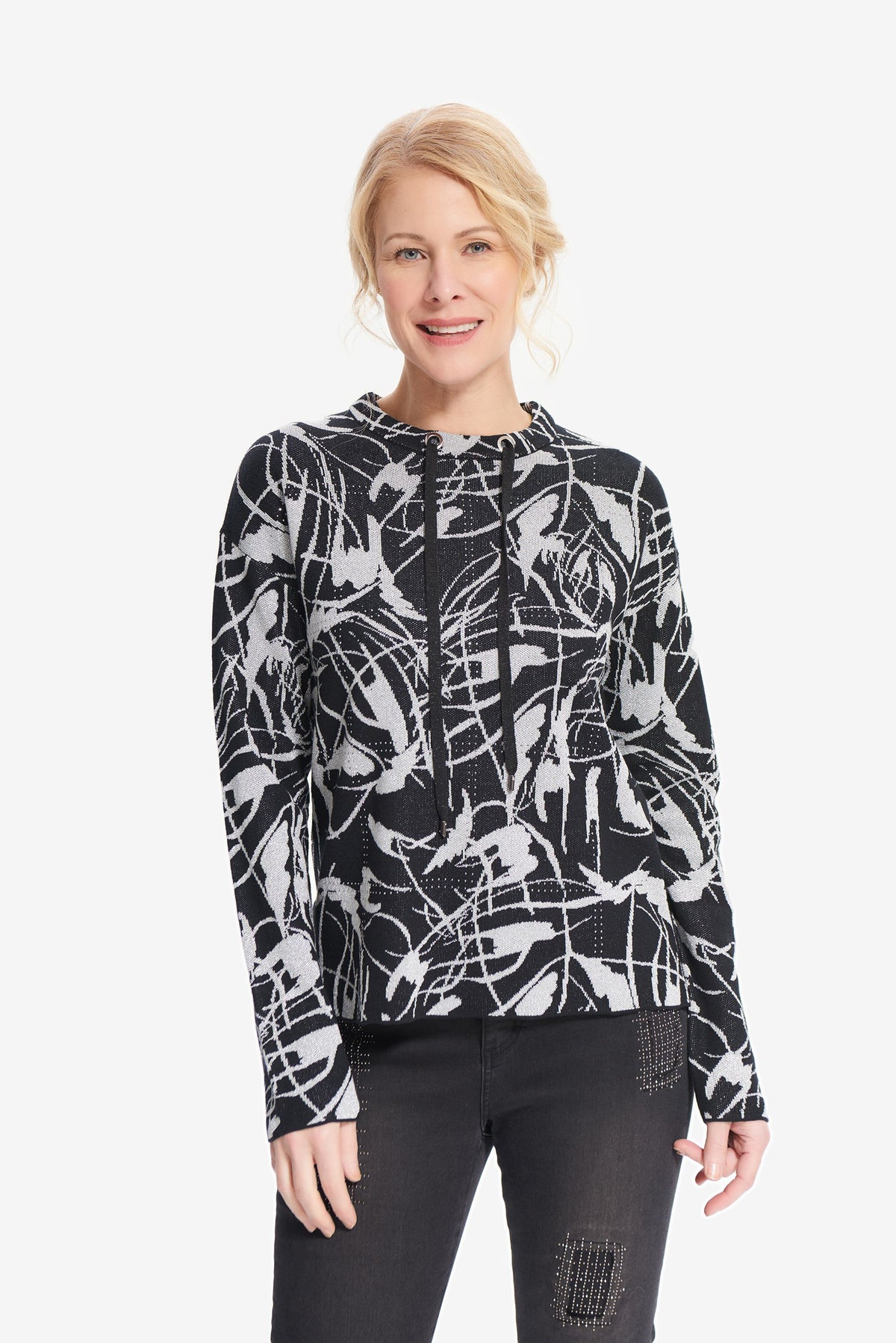 Joseph Ribkoff Metallic Jacquard Top