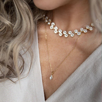 Caroline Svedbom Petite Navette Necklace - Crystal