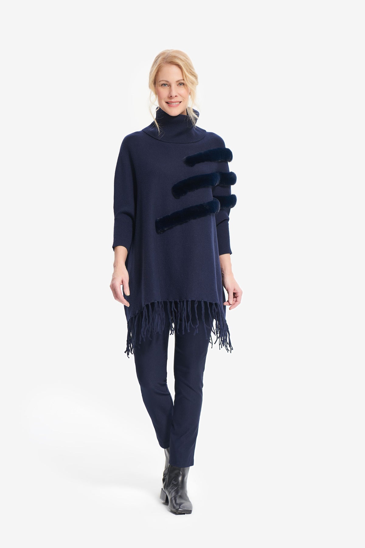 Joseph Ribkoff Fringe Hem Top