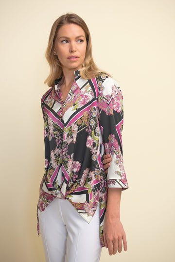 Joseph Ribkoff Front-Tuck, Baroque Print Shirt