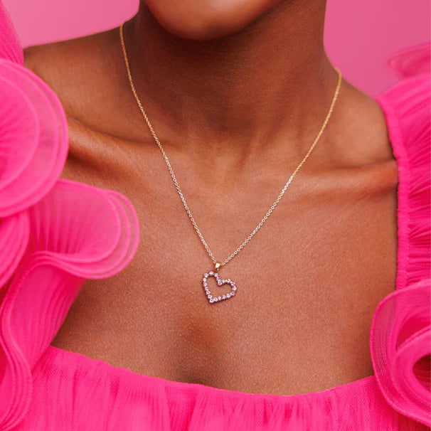 Caroline Svedbom Mini Sweetheart Necklace Rhodium Light Rose